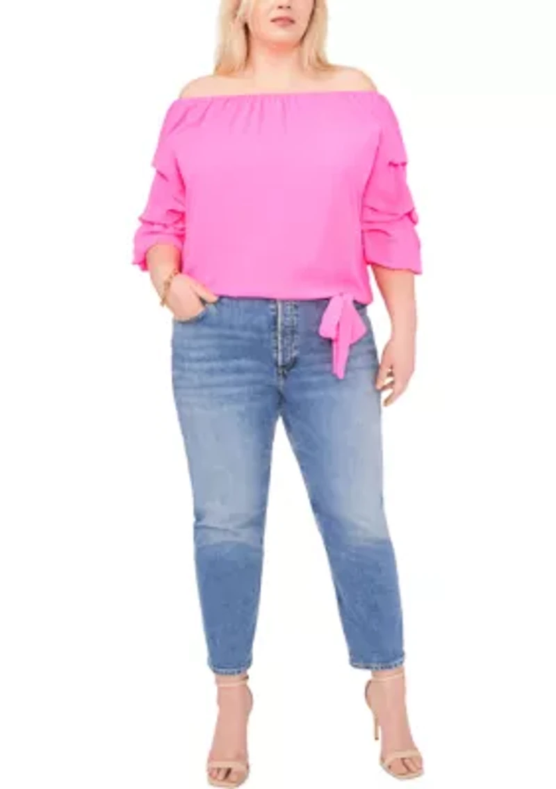 Plus Tier Sleeve Blouse