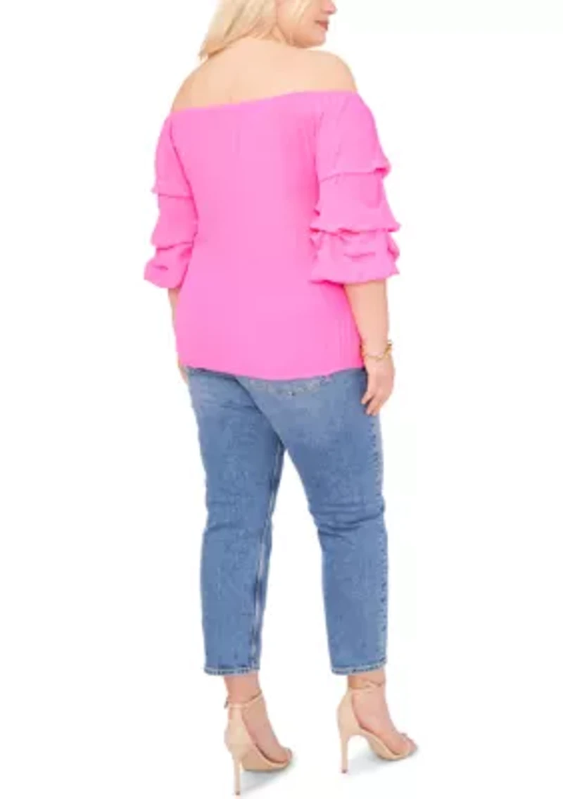 Plus Tier Sleeve Blouse