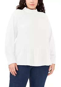 Plus Long Sleeve Tie Back Pleated Blouse