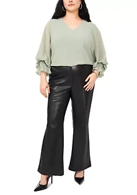 Plus Woven V-Neck Blouse