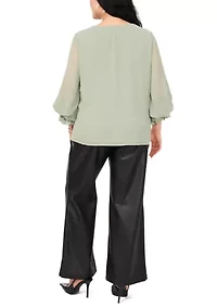 Plus Woven V-Neck Blouse