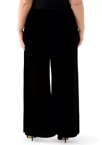 Plus Pull On Velvet Pants