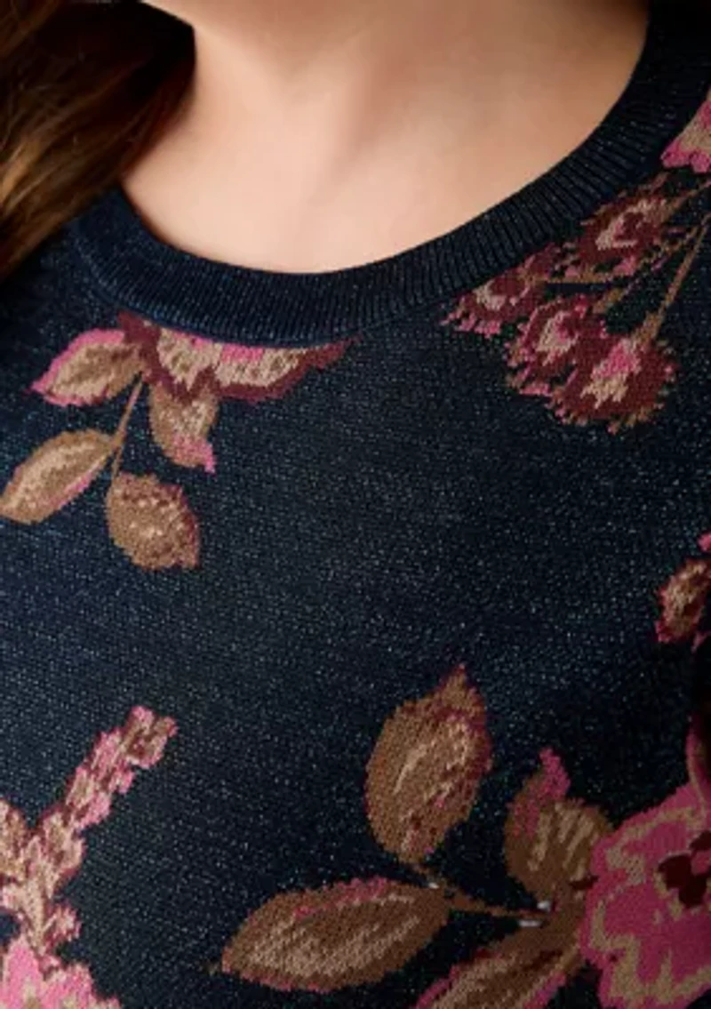 Plus Elbow Sleeve Printed Sweater