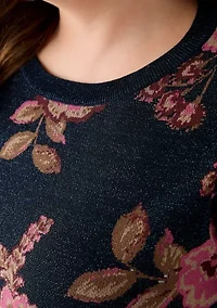 Plus Elbow Sleeve Printed Sweater