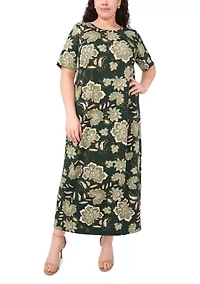 Plus Short Sleeve Crew Neck Maxi Dress