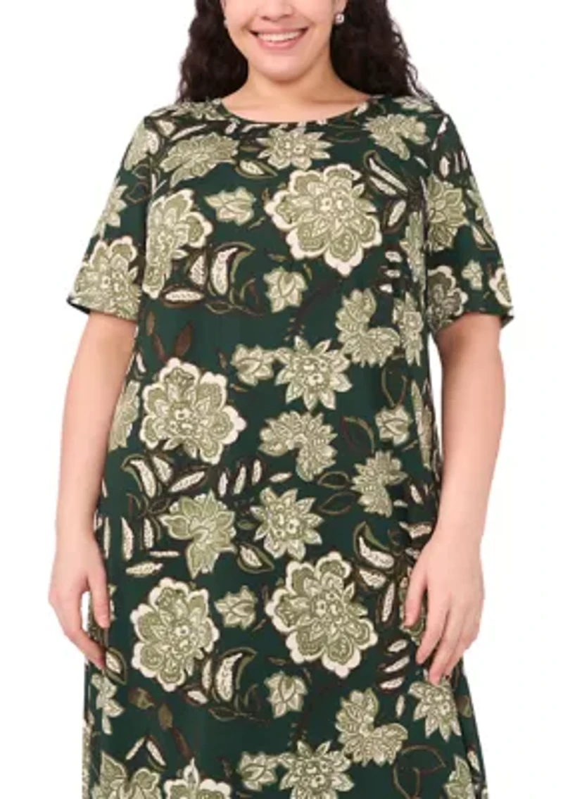 Plus Short Sleeve Crew Neck Maxi Dress