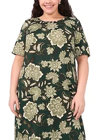 Plus Short Sleeve Crew Neck Maxi Dress