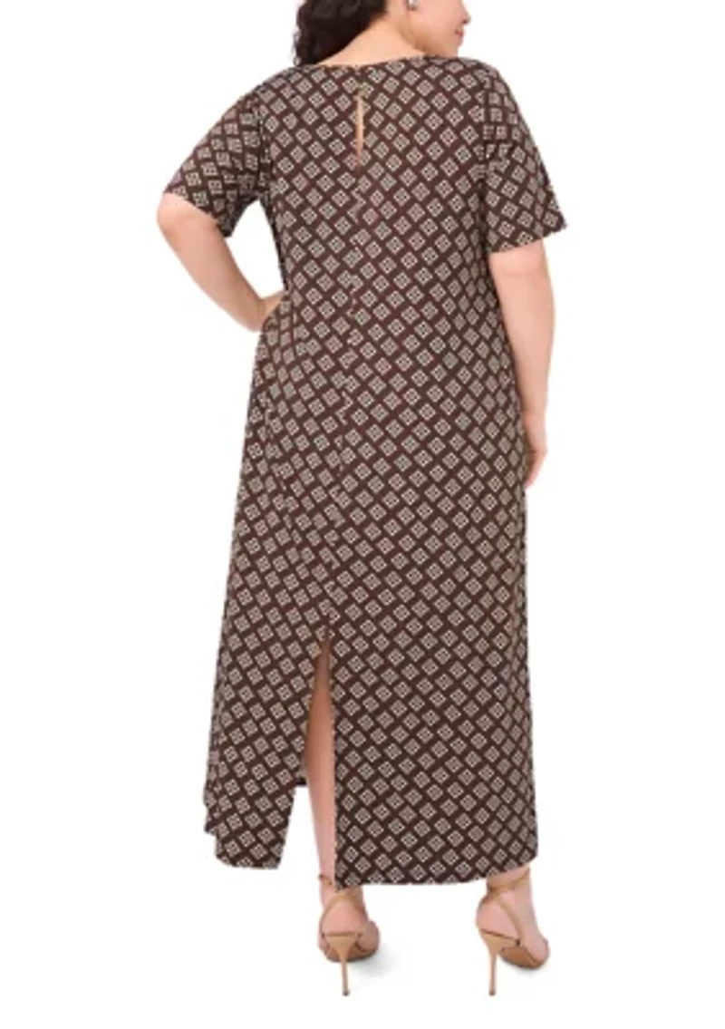 Plus Short Sleeve Crew Neck Maxi Dress