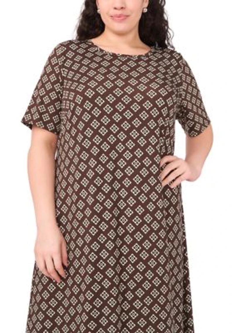 Plus Short Sleeve Crew Neck Maxi Dress