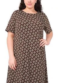 Plus Short Sleeve Crew Neck Maxi Dress
