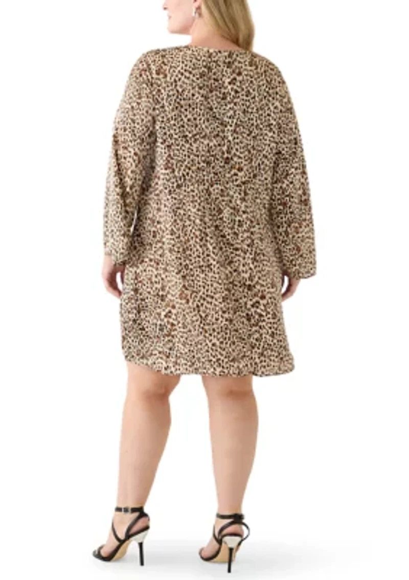 Plus Bell Sleeve A-Line Mini Dress
