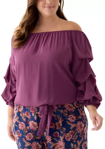 Plus Off the Shoulder Bubble Sleeve Top