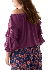 Plus Off the Shoulder Bubble Sleeve Top