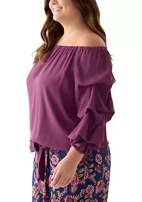 Plus Off the Shoulder Bubble Sleeve Top
