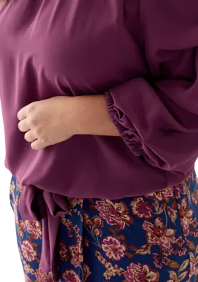 Plus Off the Shoulder Bubble Sleeve Top