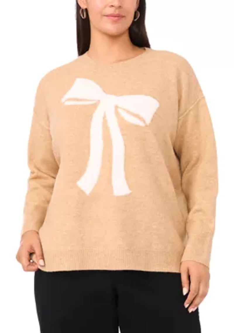 Plus Crew Neck Bow Sweater
