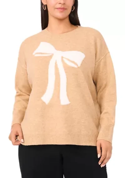 Plus Crew Neck Bow Sweater