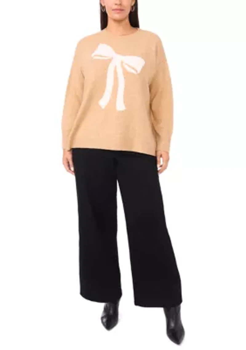 Plus Crew Neck Bow Sweater