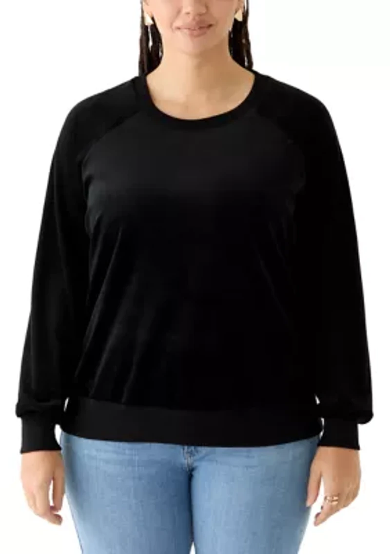 Plus Velour Crew Neck Pullover