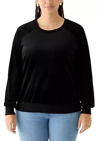 Plus Velour Crew Neck Pullover