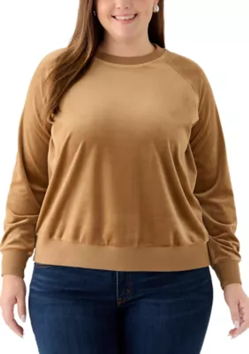 Plus Velour Crew Neck Pullover
