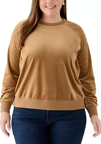 Plus Velour Crew Neck Pullover