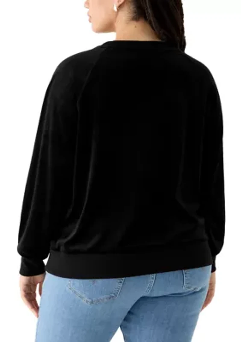 Plus Velour Crew Neck Pullover