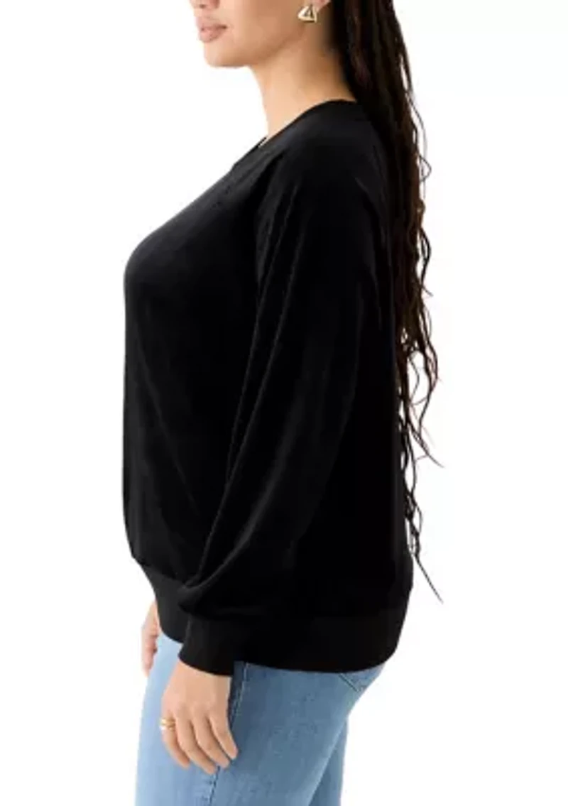 Plus Velour Crew Neck Pullover