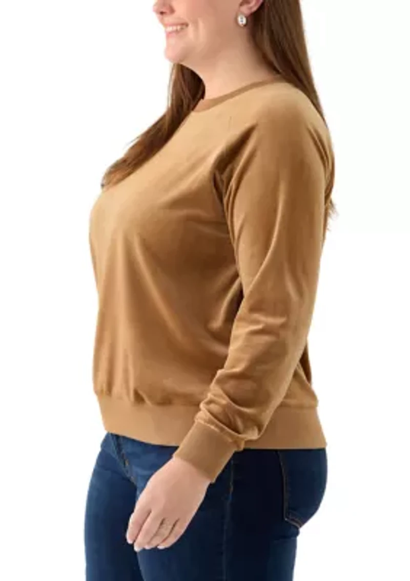 Plus Velour Crew Neck Pullover