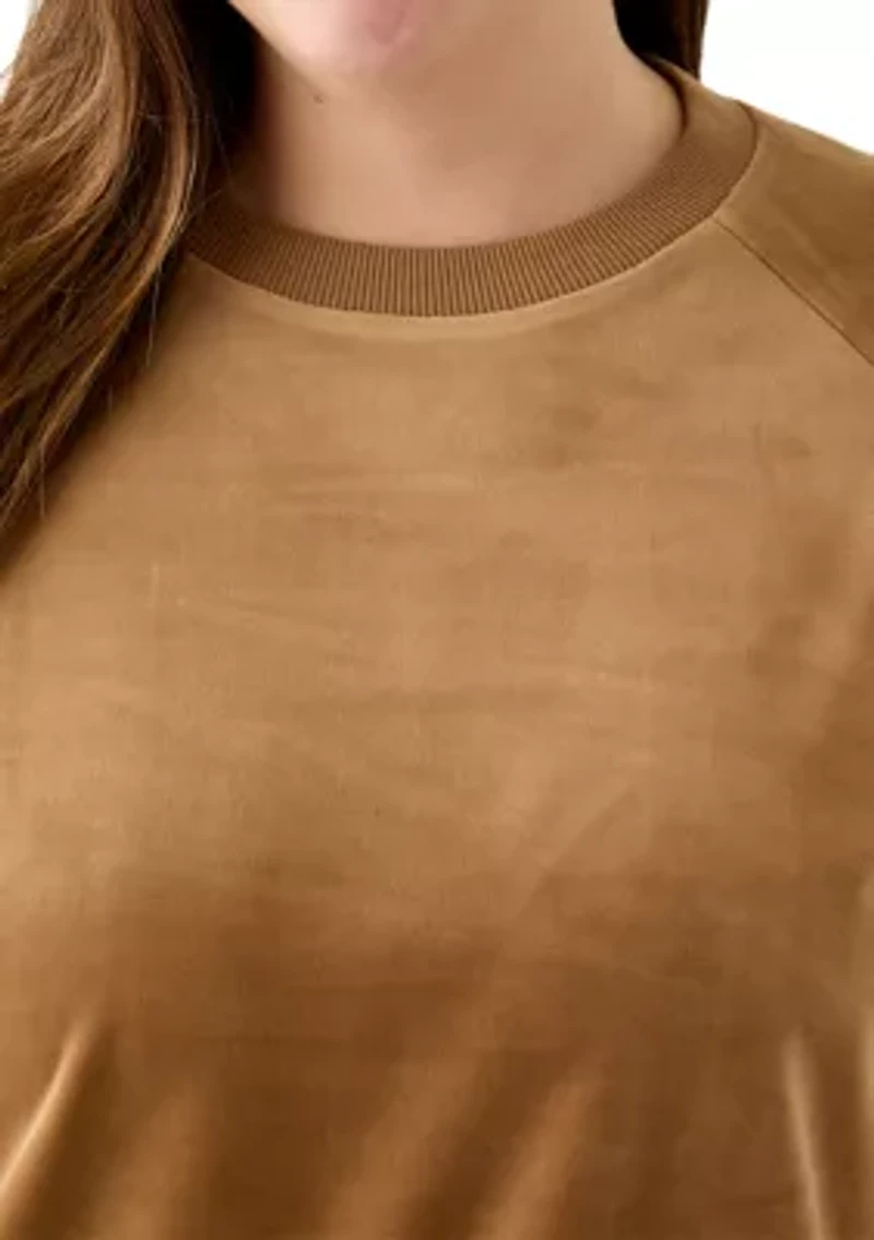 Plus Velour Crew Neck Pullover