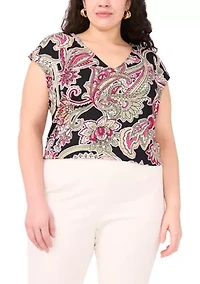 Plus Short Sleeve V-Neck Top