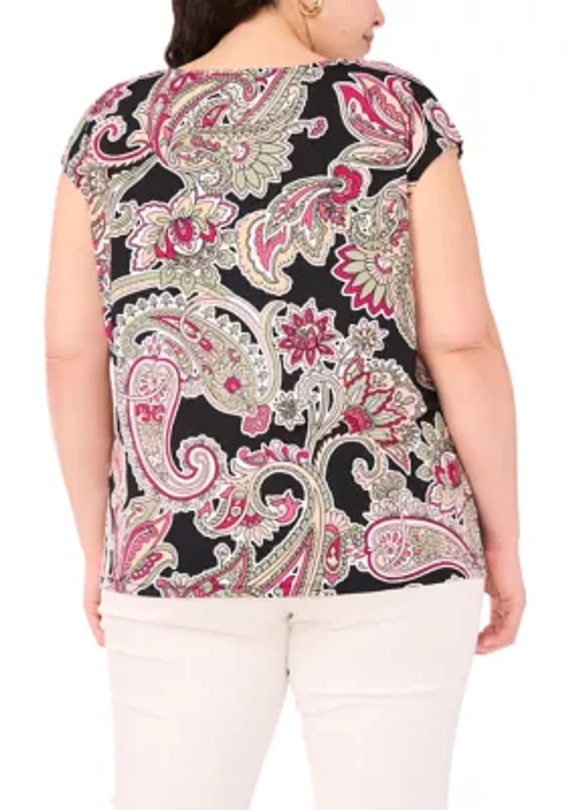 Plus Short Sleeve V-Neck Top