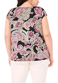 Plus Short Sleeve V-Neck Top