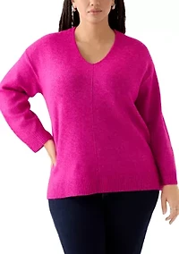 Plus Drop Shoulder Sweater with Exposed Seam