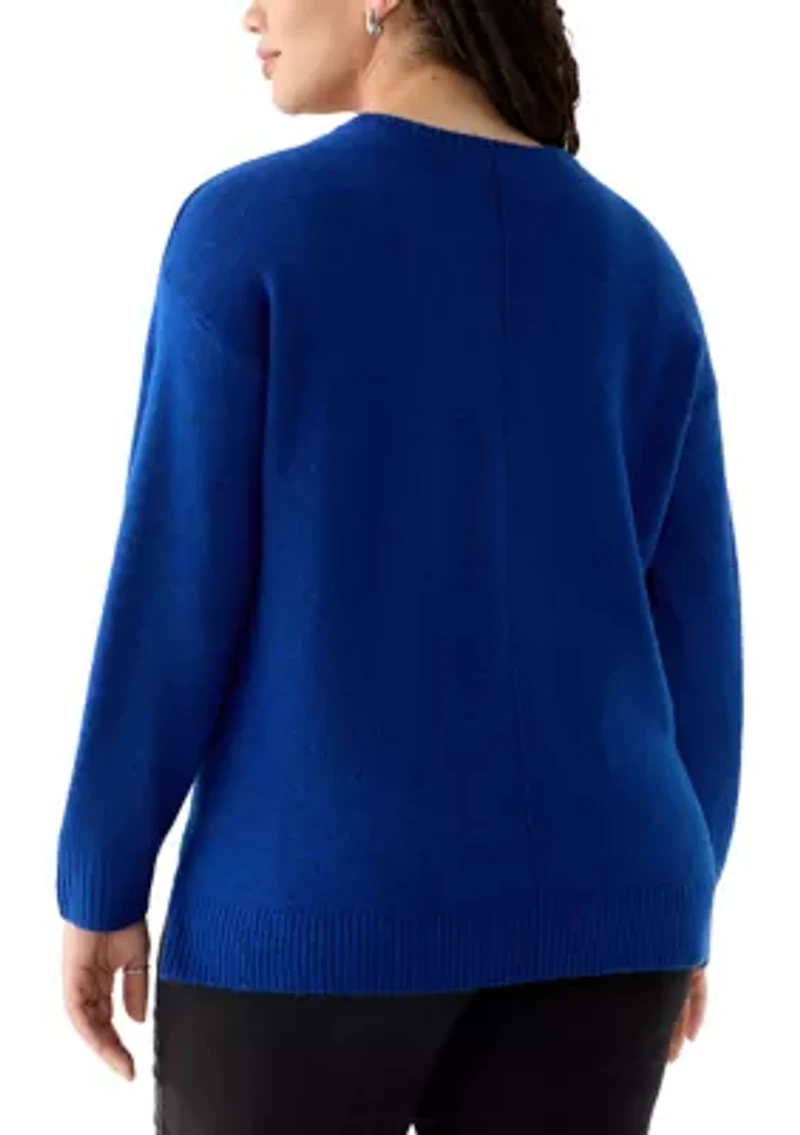 Plus Drop Shoulder Sweater with Exposed Seam