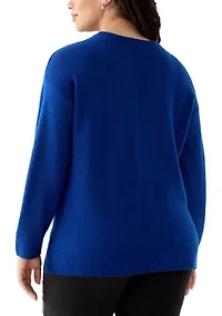 Plus Drop Shoulder Sweater with Exposed Seam