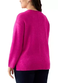 Plus Drop Shoulder Sweater with Exposed Seam