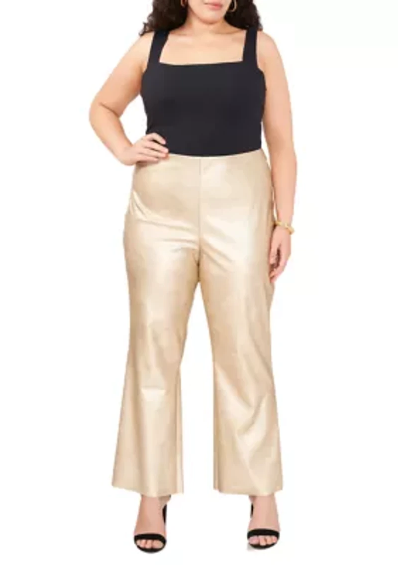 Plus Vegan Leather Pull On Pants