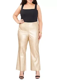 Plus Vegan Leather Pull On Pants