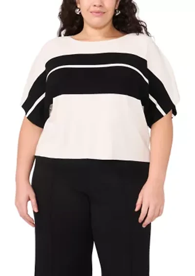 Plus Boat Neck Short Sleeve Sweater