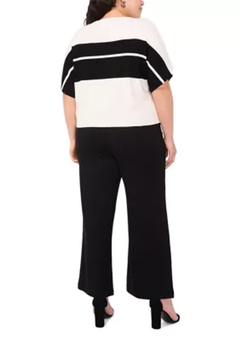 Plus Boat Neck Short Sleeve Sweater