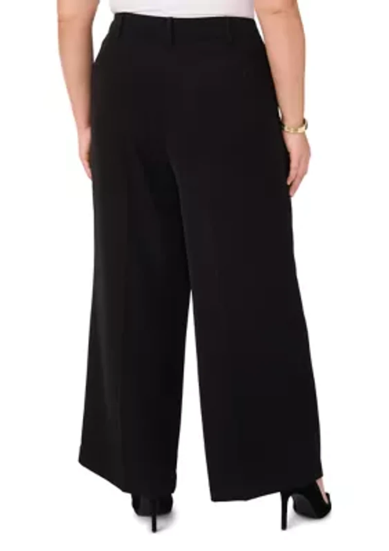 Plus Clean Trouser Pants with Inseam Slit