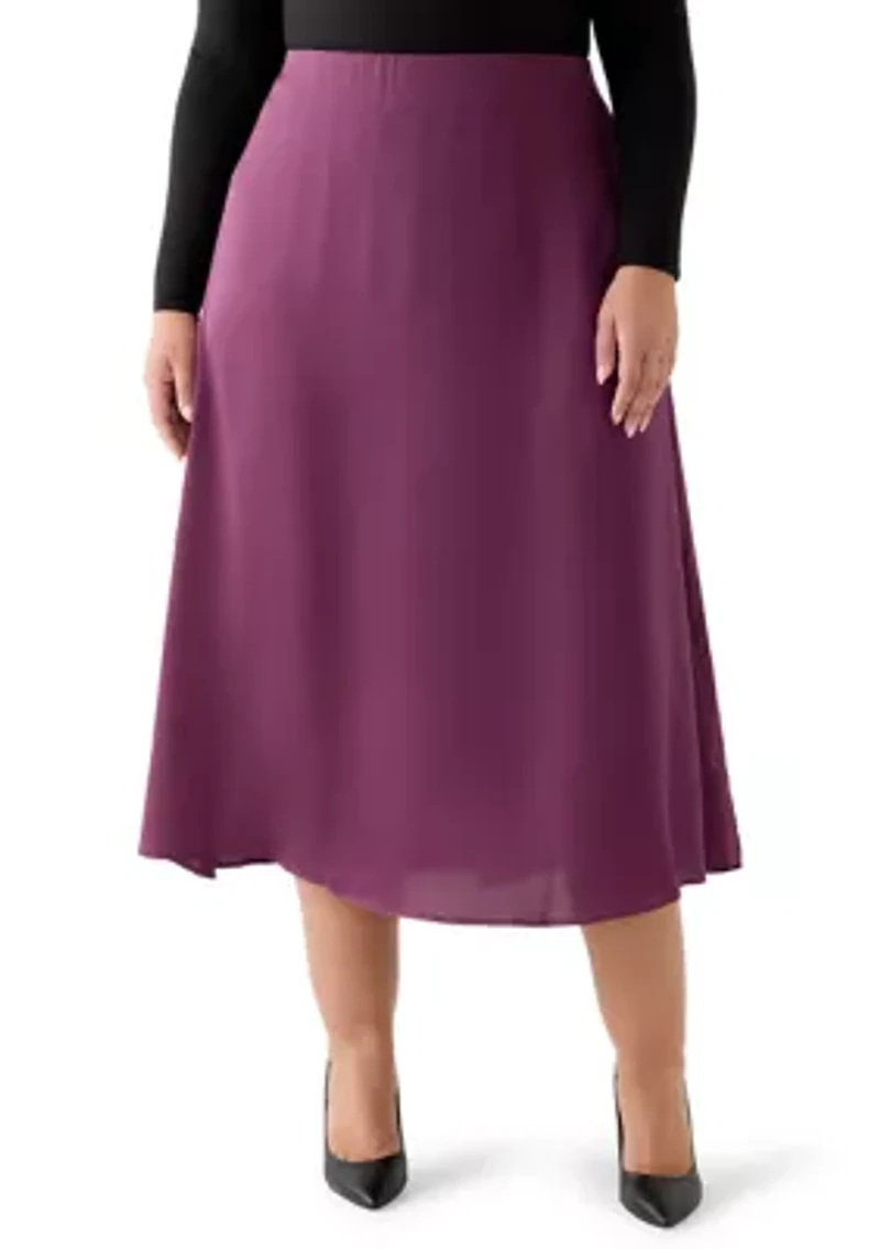Plus Pull On Midi Skirt Sweet Plum