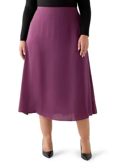 Plus Pull On Midi Skirt Sweet Plum