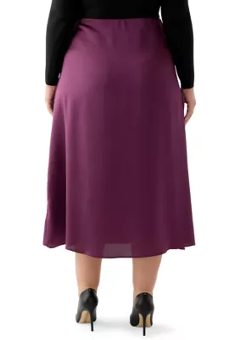 Plus Pull On Midi Skirt Sweet Plum