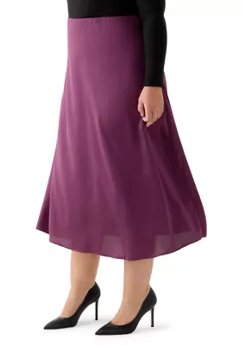 Plus Pull On Midi Skirt Sweet Plum