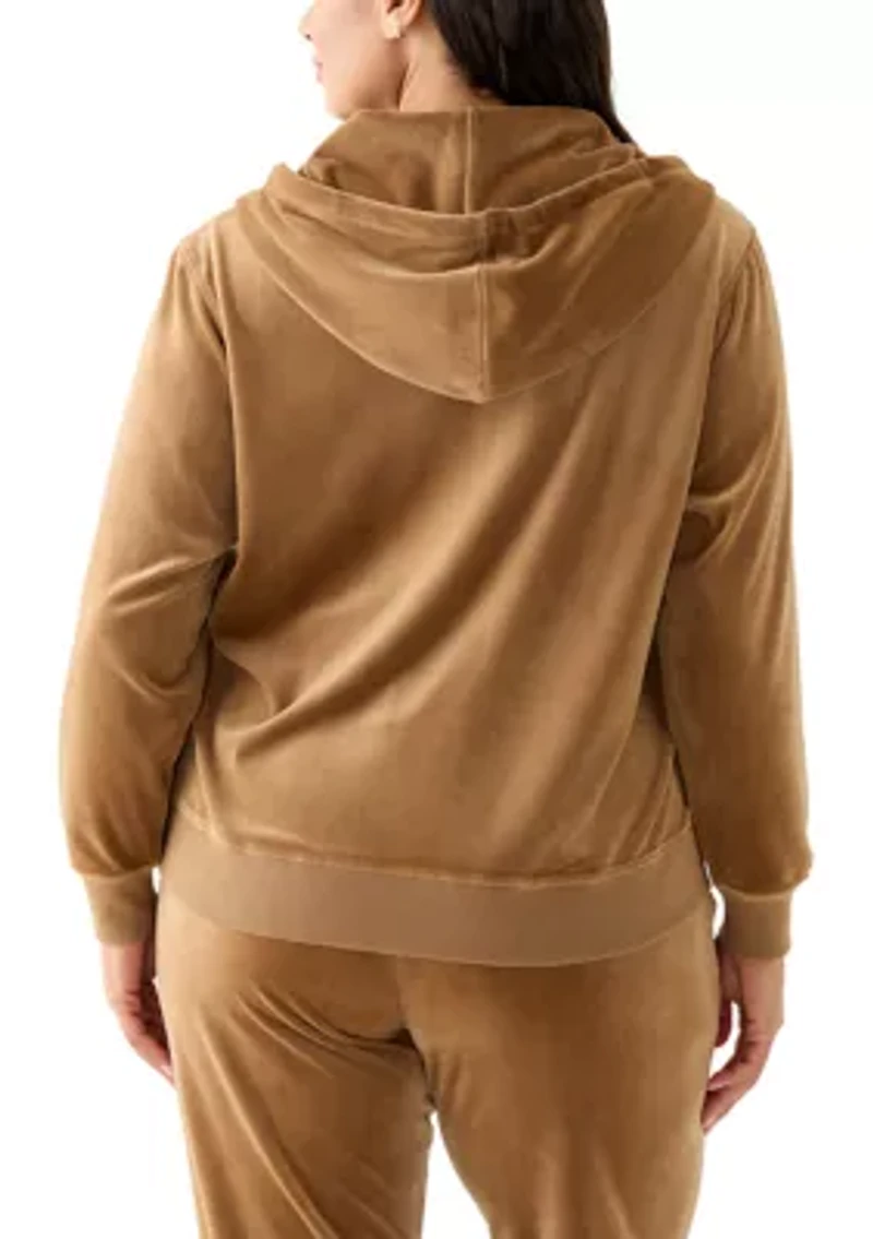 Plus Velour Zip Front Hoodie