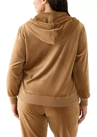 Plus Velour Zip Front Hoodie