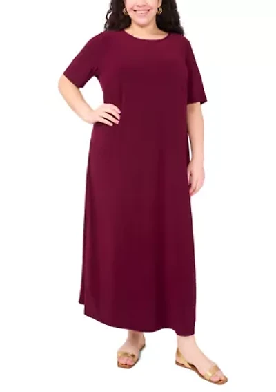 Plus Short Sleeve Crew Neck Maxi Dress