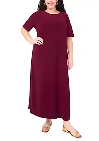 Plus Short Sleeve Crew Neck Maxi Dress